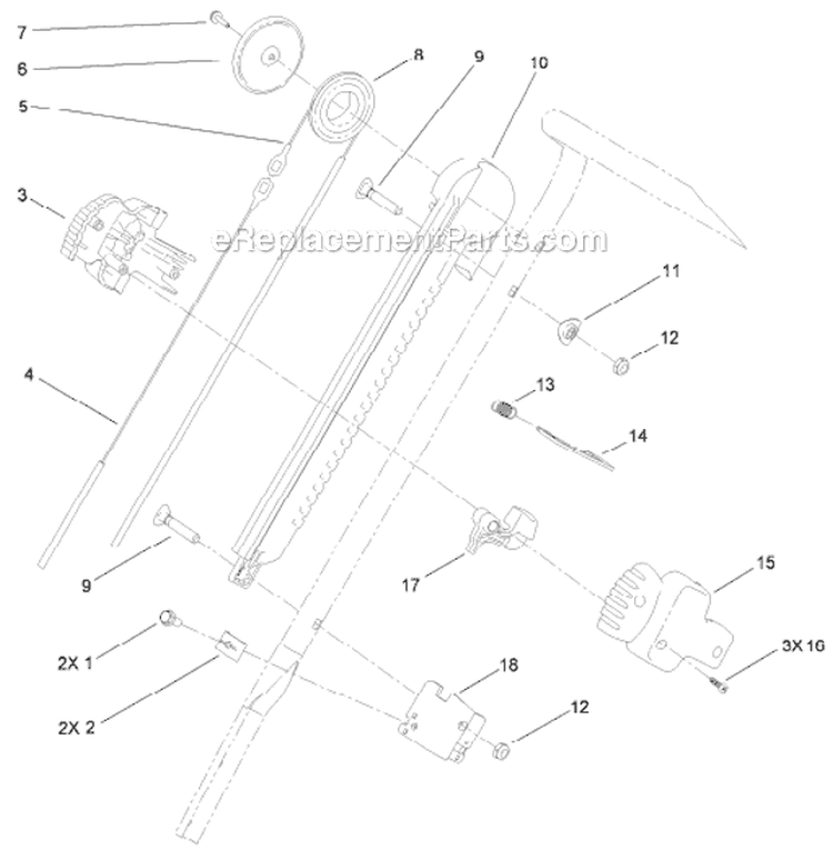 Handle Chute Control Diagram and Parts List for 38459 313000001-313999999 - 2013 Toro Snow Blower