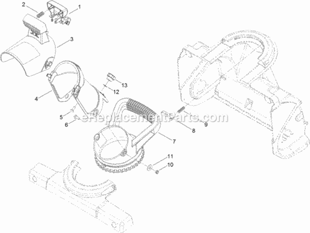 Deflector_Chute_Control_Assembly Diagram and Parts List for 38472 315000001 - 315999999 Toro Snow Blower