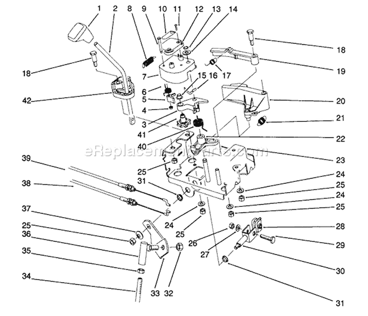 Traction Linkage Assembly Diagram and Parts List for 38505 1000001-1999999 - 1991 Toro Snow Blower