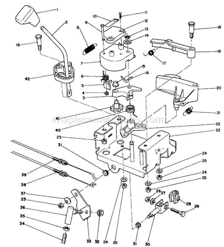 Traction Linkage Assembly Diagram and Parts List for 38510 2000001-2999999 - 1992 Toro Snow Blower