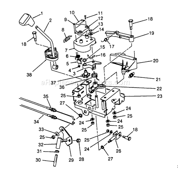 Traction Linkage Assembly Diagram and Parts List for 38513 8000001-8999999 - 1988 Toro Snow Blower