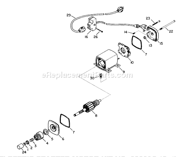 Electric Starter Motor Kit Diagram and Parts List for 38513 8000001-8999999 - 1988 Toro Snow Blower
