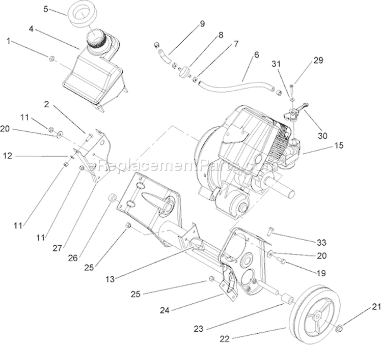Engine and Frame Assembly Diagram and Parts List for 38515 250000001-250999999 - 2005 Toro Snow Blower