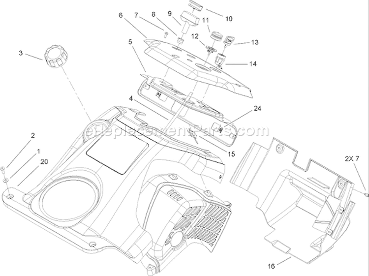 Shroud and Control Panel Assembly Diagram and Parts List for 38515 280000001-280999999 - 2008 Toro Snow Blower