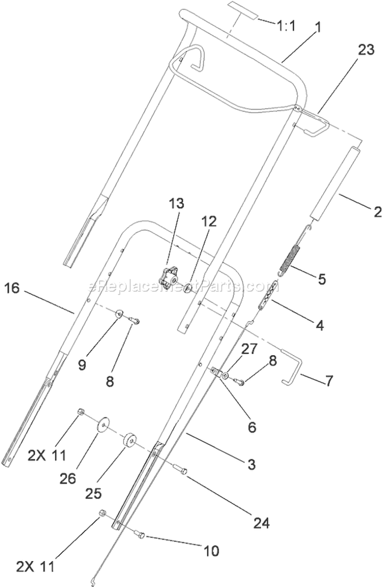 Handle Assembly Diagram and Parts List for 38515 290000001-290999999 - 2009 Toro Snow Blower