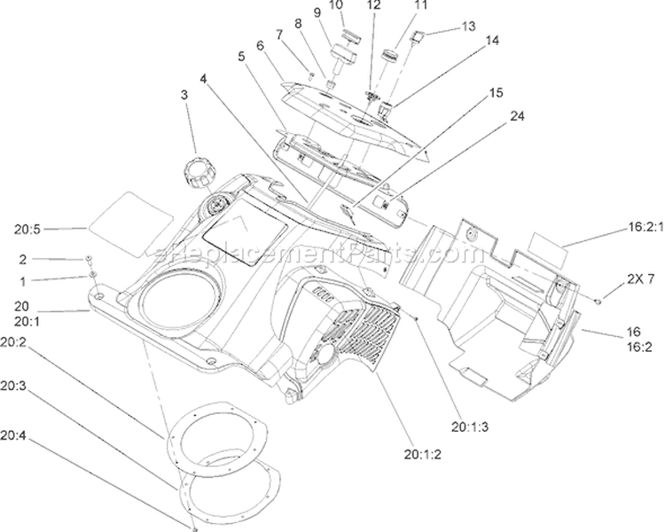 Shroud and Control Panel Assembly Diagram and Parts List for 38516 260000001-260010000 - 2006 Toro Snow Blower