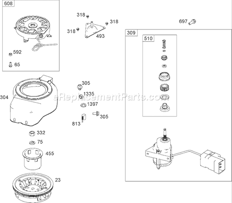 Flywheel, Blower Housing and Rewind Starter Diagram and Parts List for 38516 270010001-270999999 - 2007 Toro Snow Blower
