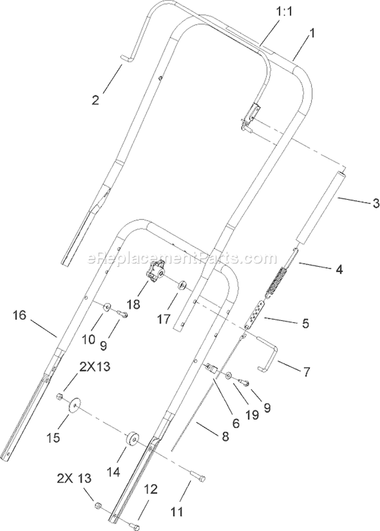 Handle Assembly Diagram and Parts List for 38515 280000001-280999999 - 2008 Toro Snow Blower