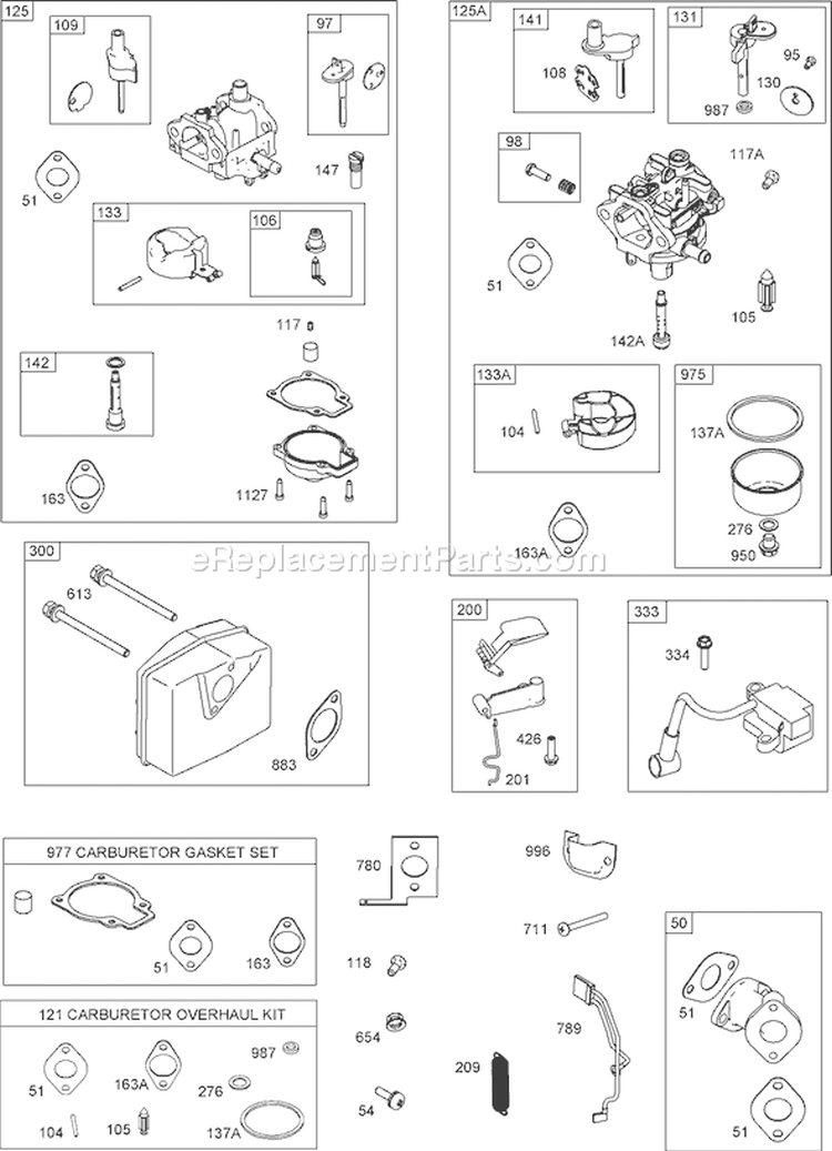 Muffler, Carburetor and Intake Manifold Diagram and Parts List for 38515 311000001-311999999 - 2011 Toro Snow Blower