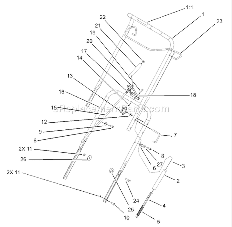 Handle Assembly Diagram and Parts List for 38517 240000001-240999999 - 2004 Toro Snow Blower