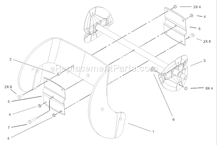 Impeller Assembly Diagram and Parts List for 38517 240000001-240999999 - 2004 Toro Snow Blower