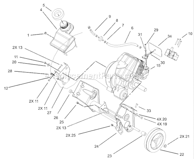Engine and Frame Assembly Diagram and Parts List for 38518 240000001-240999999 - 2004 Toro Snow Blower