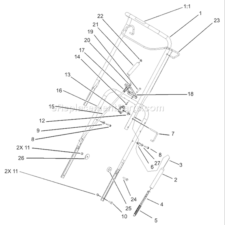 Handle Assembly Diagram and Parts List for 38518 240000001-240999999 - 2004 Toro Snow Blower