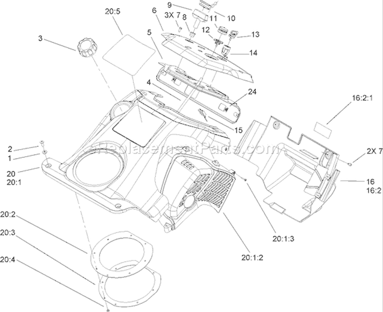 Shroud and Control Panel Assembly Diagram and Parts List for 38518 260000001-260010000 - 2006 Toro Snow Blower
