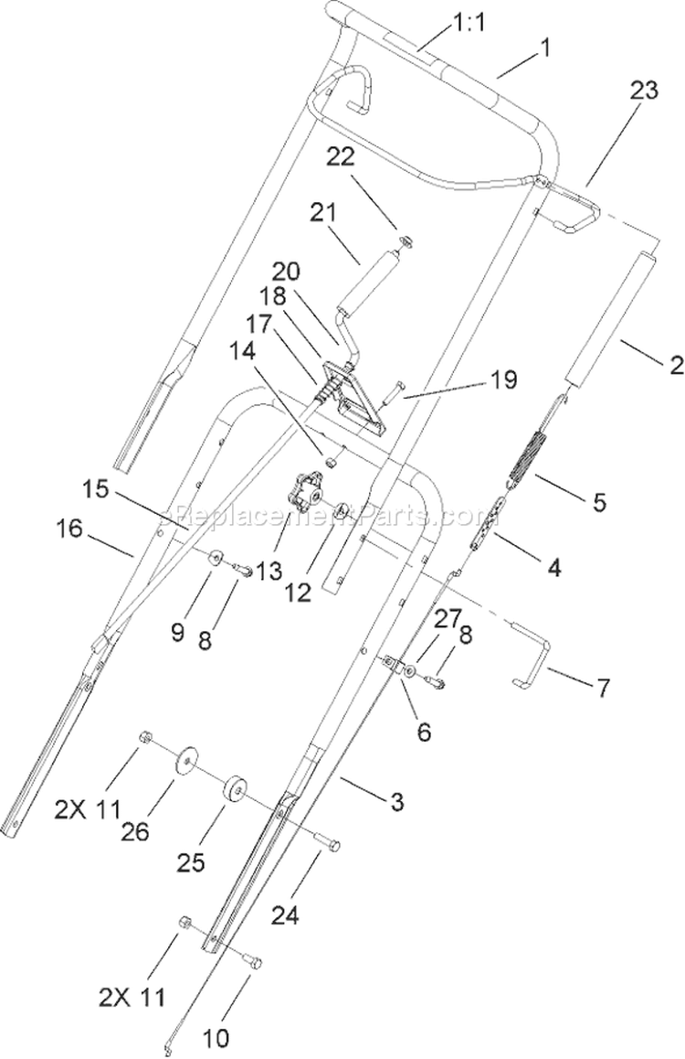 Handle Assembly Diagram and Parts List for 38517 260000001-260010000 - 2006 Toro Snow Blower