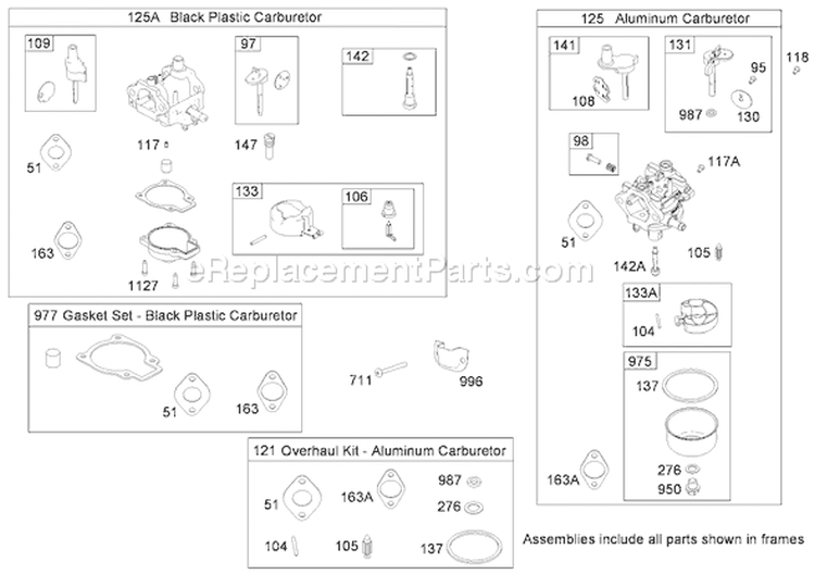 Carburetor Assembly Diagram and Parts List for 38518 270010001-270999999 - 2007 Toro Snow Blower