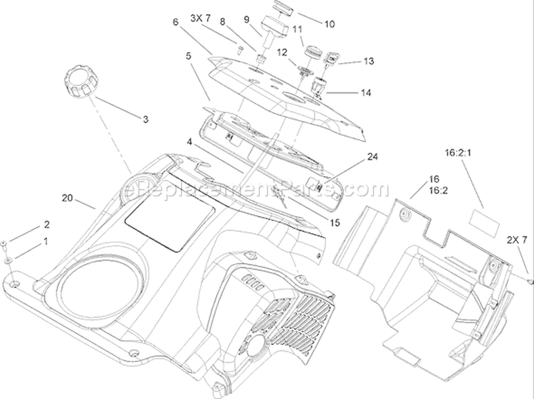 Shroud and Control Panel Assembly Diagram and Parts List for 38518 270000001-270010000 - 2007 Toro Snow Blower