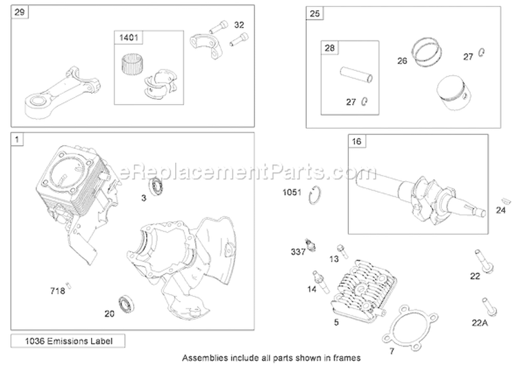Cylinder, Piston, and Connecting Rod Diagram and Parts List for 38518 270010001-270999999 - 2007 Toro Snow Blower