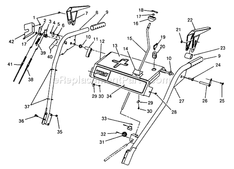 Handle Assembly Diagram and Parts List for 38525 8000001-8999999 - 1988 Toro Snow Blower