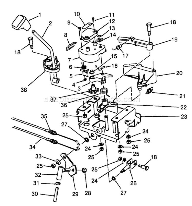 Traction Linkage Assembly Diagram and Parts List for 38525 8000001-8999999 - 1988 Toro Snow Blower