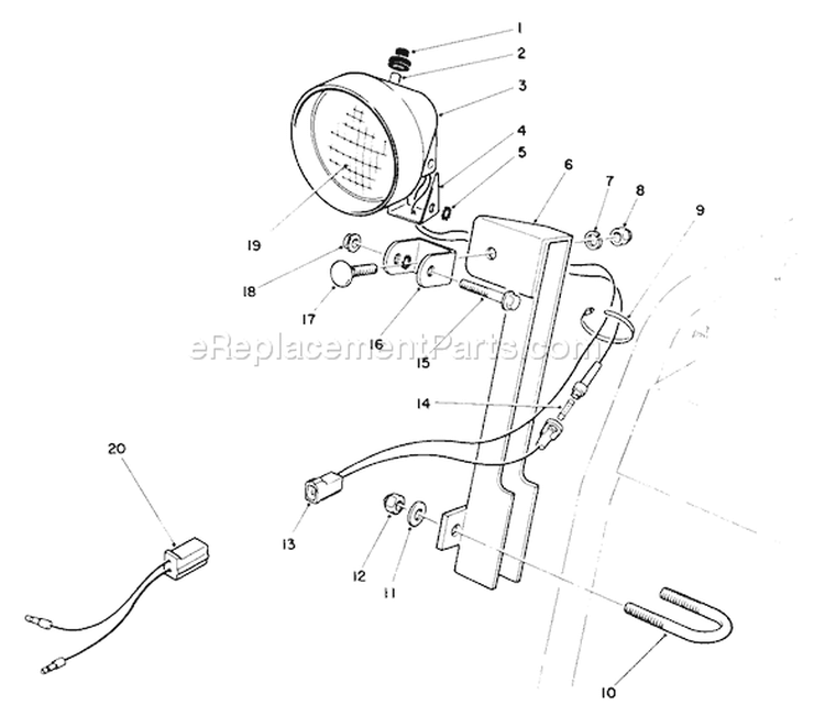 Light Kit Diagram and Parts List for 38520 9000001-9999999 - 1989 Toro Snow Blower