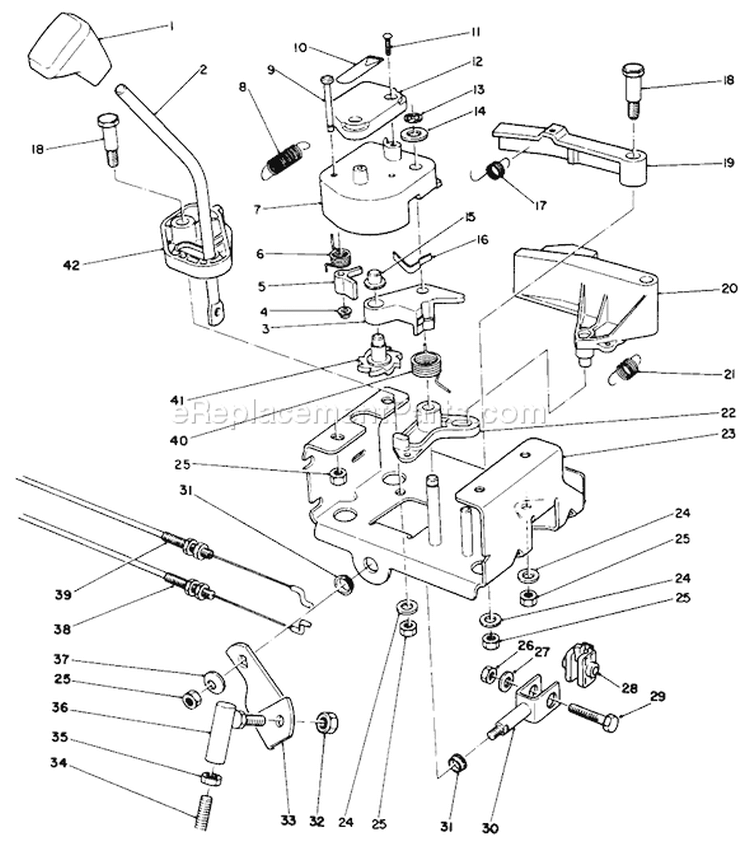 Traction Linkage Assembly Diagram and Parts List for 38520 9000001-9999999 - 1989 Toro Snow Blower
