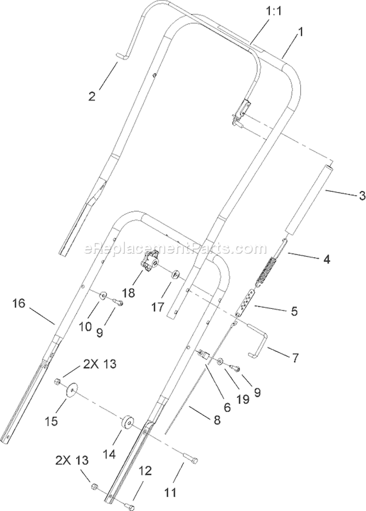 Handle Assembly Diagram and Parts List for 38535 270000001-270999999 - 2007 Toro Snow Blower