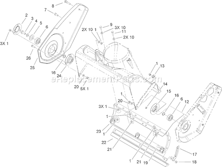 Rotor Housing and Scraper Assembly Diagram and Parts List for 38518 270000001-270010000 - 2007 Toro Snow Blower