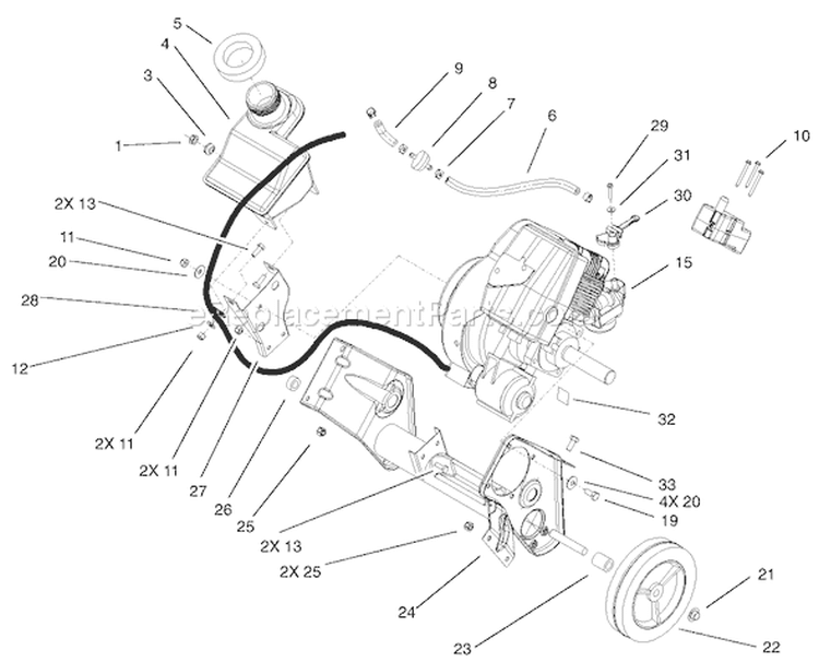 Engine And Frame Assembly Diagram and Parts List for 38535 220000001-220999999 - 2002 Toro Snow Blower