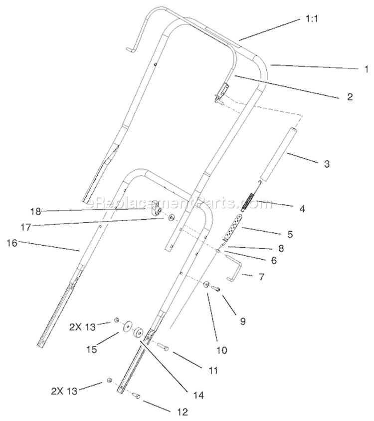 Handle Assembly Diagram and Parts List for 38535 220000001-220999999 - 2002 Toro Snow Blower