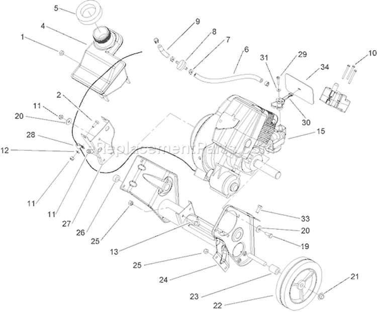 Engine and Frame Assembly Diagram and Parts List for 38536 240000001-240999999 - 2004 Toro Snow Blower
