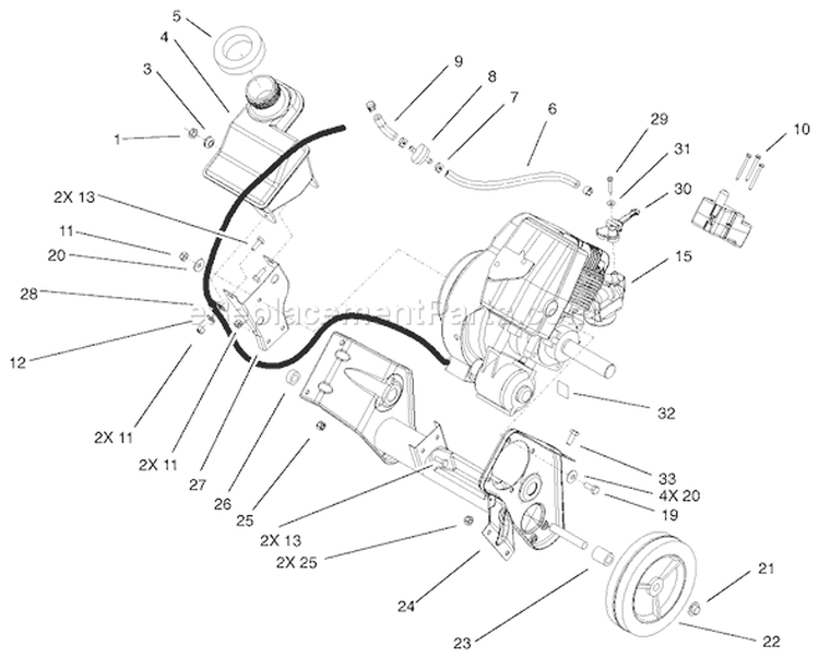 Engine And Frame Assembly Diagram and Parts List for 38517 230000001-230999999 - 2003 Toro Snow Blower