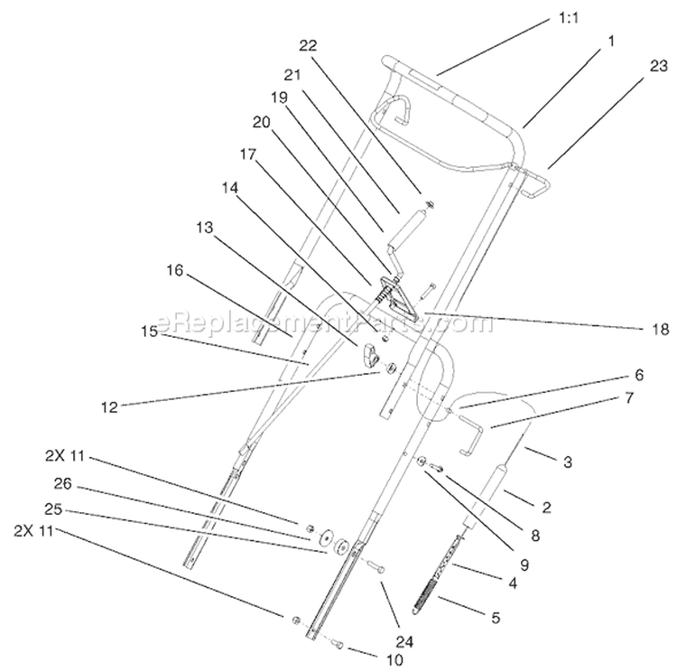 Handle Assembly Diagram and Parts List for 38517 230000001-230999999 - 2003 Toro Snow Blower