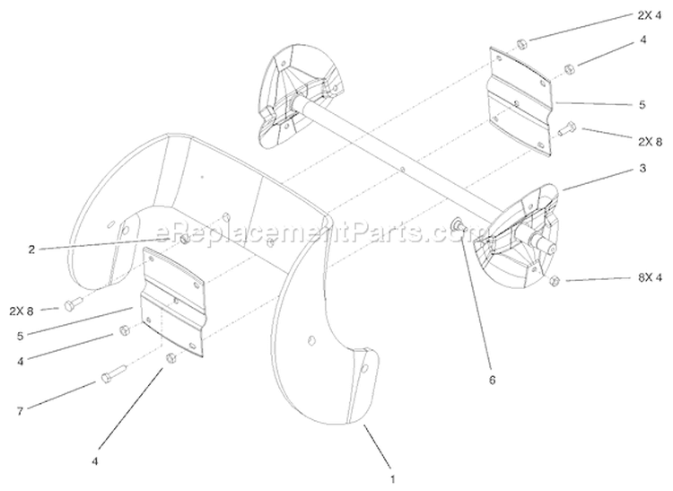 Impeller Assembly Diagram and Parts List for 38517 230000001-230999999 - 2003 Toro Snow Blower