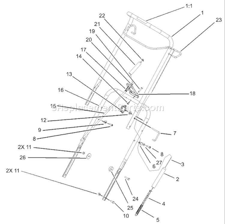 Handle Assembly Diagram and Parts List for 38538 240000001-240999999 - 2004 Toro Snow Blower