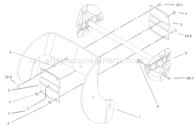 Impeller Assembly Diagram and Parts List for 38516 240000001-240999999 - 2004 Toro Snow Blower