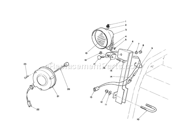 Light Kit Diagram and Parts List for 38543 0000001-0999999 - 1990 Toro Snow Blower