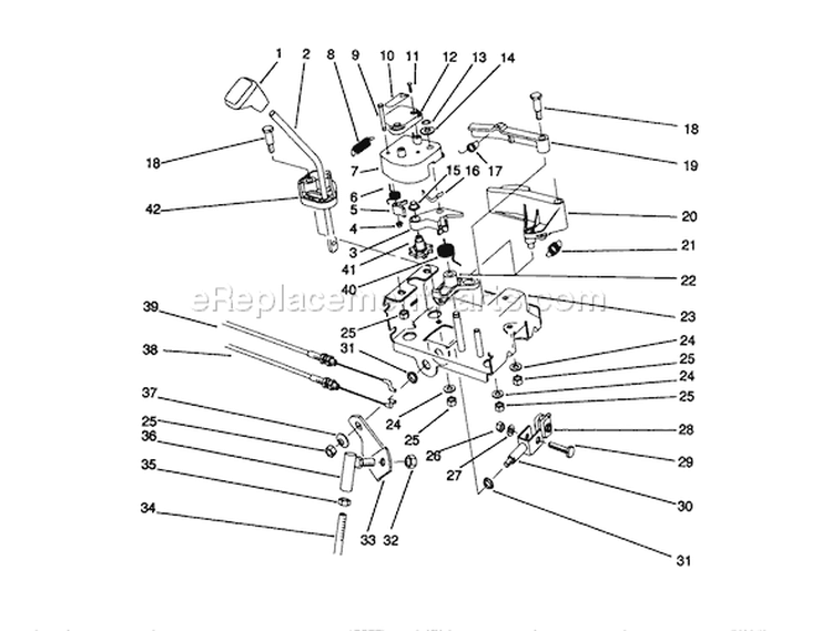 Traction Linkage Assembly Diagram and Parts List for 38543 0000001-0999999 - 1990 Toro Snow Blower