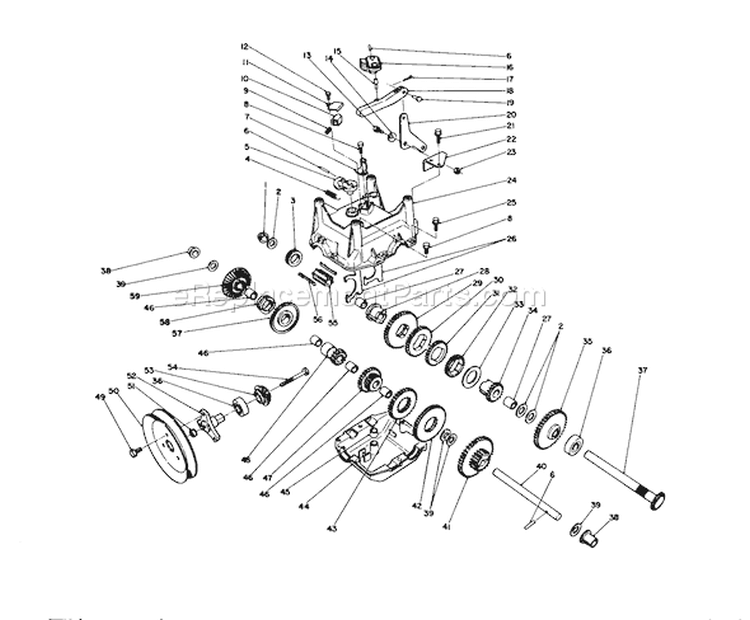 Transmission Assembly Diagram and Parts List for 38543 0000001-0999999 - 1990 Toro Snow Blower