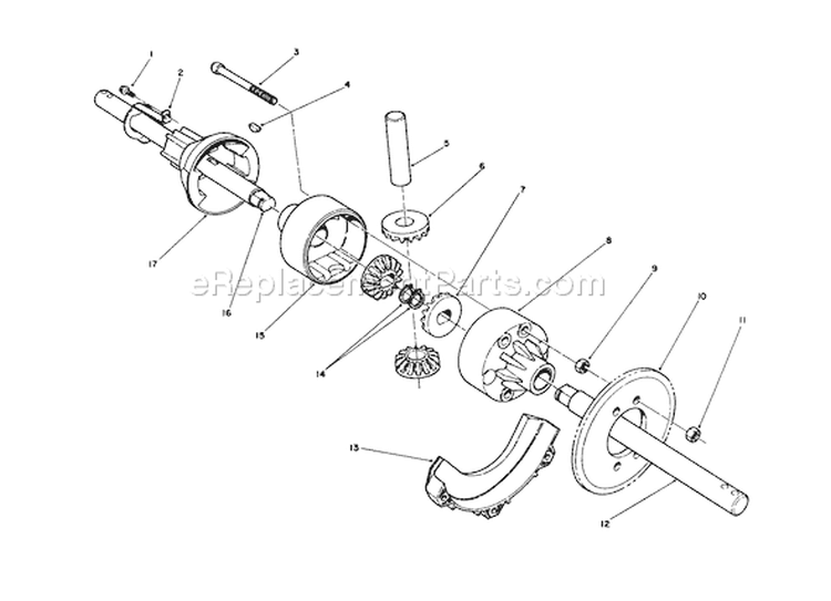 Differential Kit Diagram and Parts List for 38543 0000001-0999999 - 1990 Toro Snow Blower