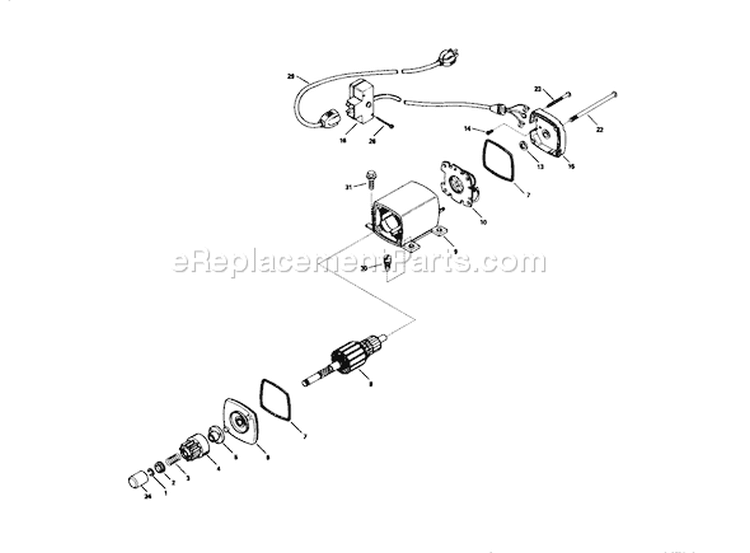 Electric Starter Motor Diagram and Parts List for 38543 0000001-0999999 - 1990 Toro Snow Blower