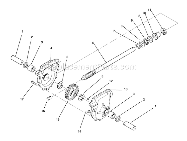 24" Auger Gearcase Assembly Diagram and Parts List for 38543 2000001-2999999 - 1992 Toro Snow Blower
