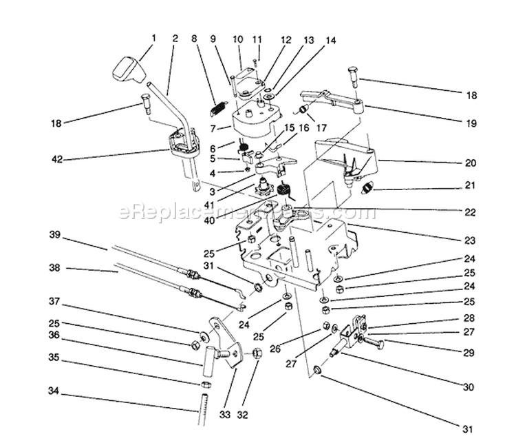 Traction Linkage Assembly Diagram and Parts List for 38543 2000001-2999999 - 1992 Toro Snow Blower