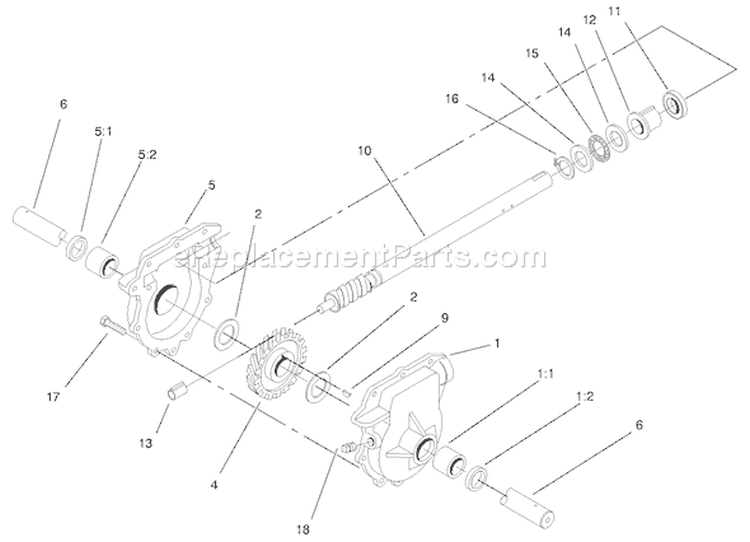 Auger Gearcase Assembly Diagram and Parts List for 38543 220000001-220999999 - 2002 Toro Snow Blower