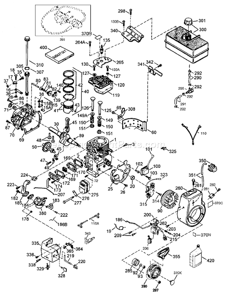 Engine Diagram and Parts List for 38543 220000001-220999999 - 2002 Toro Snow Blower