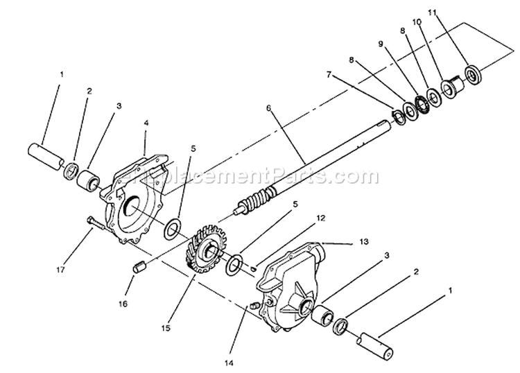 24" Auger Gearcase Assembly Diagram and Parts List for 38540 3900001-3999999 - 1993 Toro Snow Blower