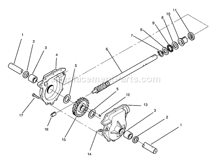 24" Auger Gearcase Assembly Diagram and Parts List for 38540 4900001-4999999 - 1994 Toro Snow Blower