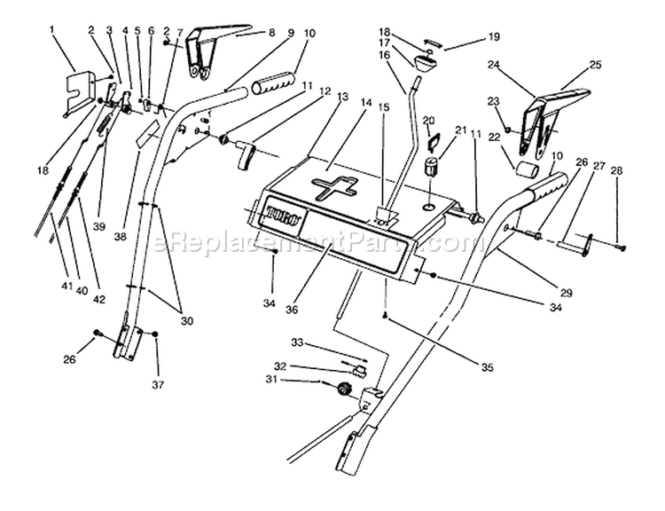 Handle Assembly Diagram and Parts List for 38540 4900001-4999999 - 1994 Toro Snow Blower