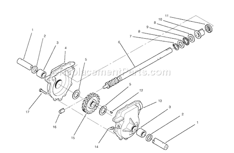 24" Auger Gearcase Assembly Diagram and Parts List for 38543 5900001-5999999 - 1995 Toro Snow Blower