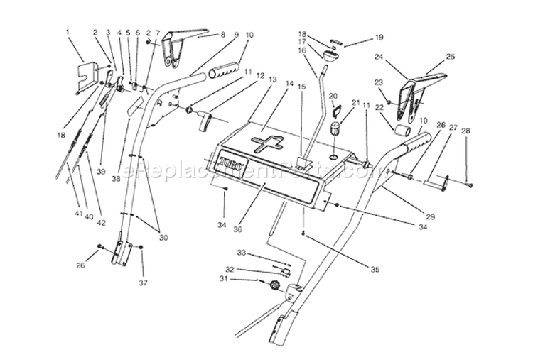 Handle Assembly Diagram and Parts List for 38543 5900001-5999999 - 1995 Toro Snow Blower